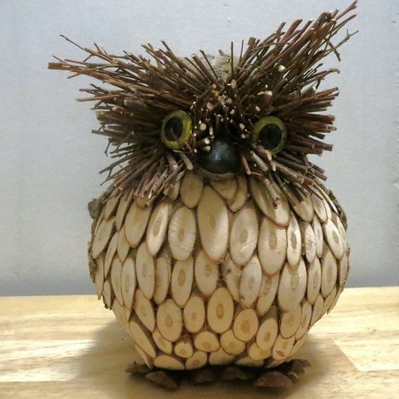 Handmade Other - Owl Hand-crafted from Twigs and Tree Bark Folk Art